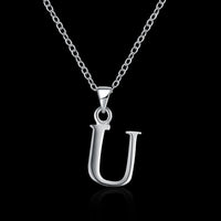 Sterling Silver Plated Necklace Women Pendant Initial Letter Alphabet B375