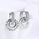 Yellow Gold Platinum Plated Earrings Drop Dangle Zirconia  Latch Back Clasp L578
