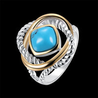 Platinum Black Gunmetal Plated Ring Halo Womens Kallaite Stone Blue B504