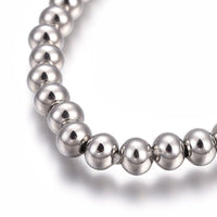 304 Stainless Steel Stretch Bracelet Beads Round Gold Silver Adjustable Z229