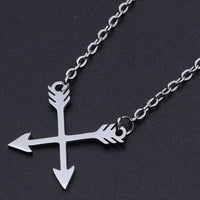 Stainless Steel Pendant Necklace Lobster Arrows Silver 17.12" 43.5cm 2mm Z594