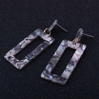Ear Studs Alloy Cellulose Acetate(Resin) Rectangle Blue 50x20mm Pin 0.7mm  P573