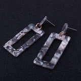 Ear Studs Alloy Cellulose Acetate(Resin) Rectangle Blue 50x20mm Pin 0.7mm  P573