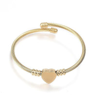 316 Stainless Steel Torque Bangles Heart Flexible Rose Gold Silver 2.2" P281