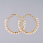 Hoop Earrings Stone Beads Gold Stainless Steel Hoop 50mm Pin 0.6x1mm  P602