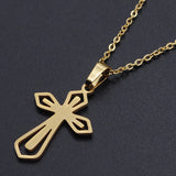 Stainless Steel Pendant Necklace Lobster Clasp Cross Gold 17.71" 1.5mm P100