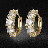 Brass Micro Pave Cubic Zirconia Hoop Earrings Clear Gold Silver 1mm Z356