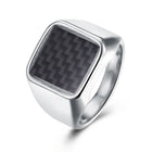 Stainless Steel Yellow Gold Platinum Plated Mens Band Ring Carbon Fiber B555