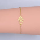 201 Stainless Steel Link Bracelet Lobster Hamsa Hand Silver Adjustable P260