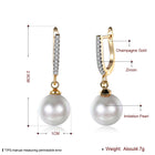 Yellow Gold Plated Earrings Drop Dangle AAA Zirconia  Latch Back Clasp L549