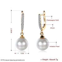 Yellow Gold Plated Earrings Drop Dangle AAA Zirconia  Latch Back Clasp L549