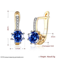 Yellow Gold Plated Earrings  Hoop Huggies AAA Zirconia  Latch Back Clasp L592