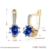 Yellow Gold Plated Earrings  Hoop Huggies AAA Zirconia  Latch Back Clasp L592