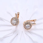 Platinum Plated Earrings  Hoop Huggies AAA Zirconia Latch Back Clasp L582