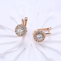 Platinum Plated Earrings  Hoop Huggies AAA Zirconia Latch Back Clasp L582