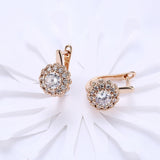 Platinum Plated Earrings  Hoop Huggies AAA Zirconia Latch Back Clasp L582