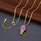 Yellow Gold Plated Necklace Women's Pendant Ice Cream AAA Zirconia Lobster B176