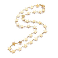 Stainless Steel Link Chain Necklaces Lobster Star Gold 16.61 inches 42.2cm Z557