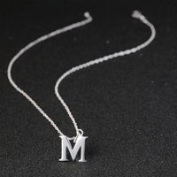 Sterling Silver Plated Necklace Women Pendant Initial Letter Alphabet B375