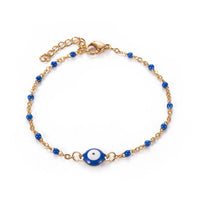 Stainless Steel Enamel Chain Bracelet Lobster Evil Eye Gold Adjustable 2mm A110