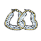 Stainless Steel Hoop Earrings Glass Beads Heart Gold DarkCyan 57.5x50x4mm  P619