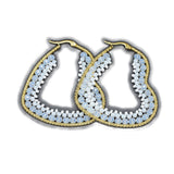 Stainless Steel Hoop Earrings Glass Beads Heart Gold DarkCyan 57.5x50x4mm  P619