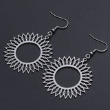 201 Stainless Steel Dangle Earrings Sun Silver 62mm Pin: 0.6mm Z394