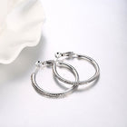 Rose Yellow Gold Silver Zirconia Latch Back Hoop Earrings L113