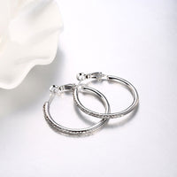 Rose Yellow Gold Silver Zirconia Latch Back Hoop Earrings L113