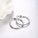Rose Yellow Gold Silver Zirconia Latch Back Hoop Earrings L113