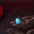 Platinum Plated Black Gunmetal Halo Plain Ring Womens Kallaite Stone Blue B501