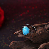 Platinum Plated Black Gunmetal Halo Plain Ring Womens Kallaite Stone Blue B501