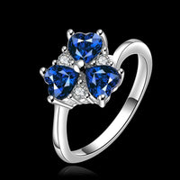 Sterling Silver Plated Heart CleverZirconia Flower Band Ring Size 8 B143