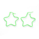 304 Stainless Steel Hoop Earrings Star Blue Green Yellow Red 1.6" To 2.3" P574