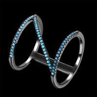 Rose Gold Platinum Plated Plated Knuckle Ring Kallaite Stone Blue B508