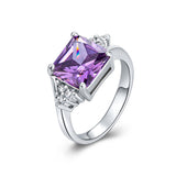 White Gold Purple Zirconia Band Ring Size 8 B88