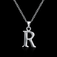 Sterling Silver Plated Necklace Women Pendant Initial Letter Alphabet B375