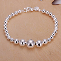 Women Sterling Silver Plated  Bracelet Hollow Beads Balls 8 Inches 12MM Lobster L47