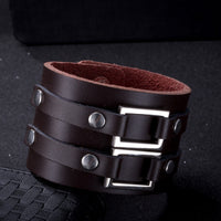 Leather Bracelet  9 Inches 49MM Push button L444