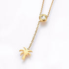 Stainless Steel Set Earrings Pendant Necklace Coconut Tree Gold 16.54" P730
