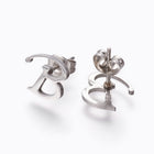Stainless Steel Set Stud Earring Pendant Necklace Alphabet Letter 17.7" P495