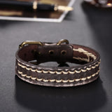 Leather Bracelet Handmade  10 Inches 15MM Belt buckle L479