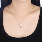 Yellow Gold Plated Necklace Women's Pendant Ice Cream AAA Zirconia Lobster B176