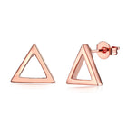 Rose Gold Plated Earrings Triagle Stud Push Back Clasp L514