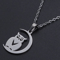 Stainless Steel Pendant Necklace Lobster Halloween Owl Moon 17.71" 1.5mm P91