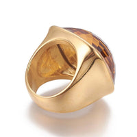 304 Stainless Steel Finger Rings Faceted Glass Clear Size 6~9 16~19mm Z679