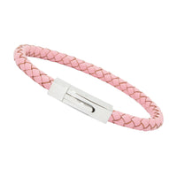 Unisex Men's Genuine Leather Stainless Steel Magnetic Clasp Bracelet Pink