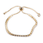 Adjustable Pave Cubic Zirconia Bracelets Bolo Bracelet Slider Gold 8.4"  P502