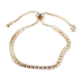 Adjustable Pave Cubic Zirconia Bracelets Bolo Bracelet Slider Gold 8.4"  P502