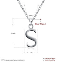 Sterling Silver Plated Necklace Women Pendant Initial Letter Alphabet B375